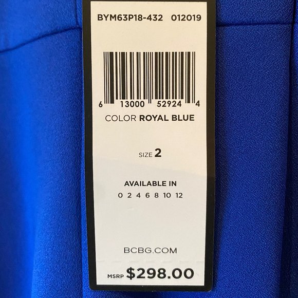 BCBGMAXAZRIA Asymmetric Side Slit Formal Dress in Royal Blue, Size XS (2) - Picture 5 of 5